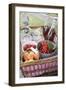 Berries, Apricots, Bottles of Juice and Jars in Basket-Eising Studio - Food Photo and Video-Framed Photographic Print