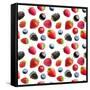 Berries Isolated on White. Seamless Pattern Background-Valentina R-Framed Stretched Canvas