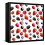 Berries Isolated on White. Seamless Pattern Background-Valentina R-Framed Stretched Canvas