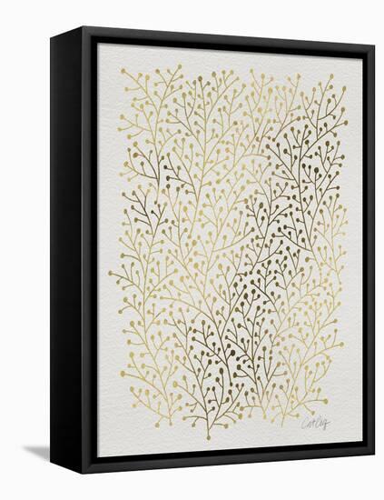 Berry Branches in Gold-Cat Coquillette-Framed Stretched Canvas