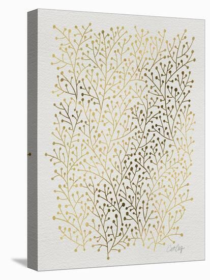 Berry Branches in Gold-Cat Coquillette-Stretched Canvas