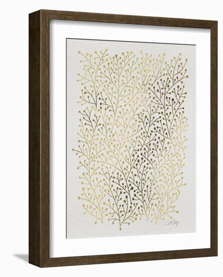 Berry Branches in Gold-Cat Coquillette-Framed Art Print