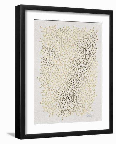 Berry Branches in Gold-Cat Coquillette-Framed Art Print