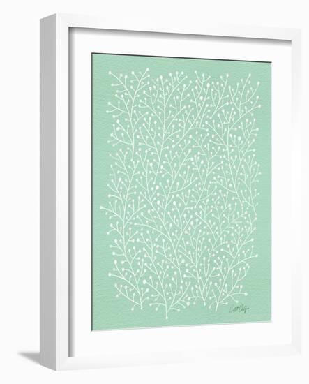 Berry Branches in Mint-Cat Coquillette-Framed Art Print