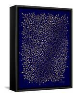 Berry Branches in Navy and Gold-Cat Coquillette-Framed Stretched Canvas