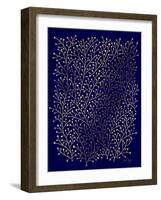 Berry Branches in Navy and Gold-Cat Coquillette-Framed Giclee Print