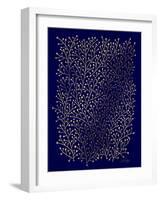 Berry Branches in Navy and Gold-Cat Coquillette-Framed Art Print