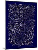 Berry Branches in Navy and Gold-Cat Coquillette-Mounted Art Print