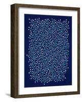 Berry Branches in Navy and Turquoise-Cat Coquillette-Framed Art Print