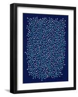 Berry Branches in Navy and Turquoise-Cat Coquillette-Framed Art Print