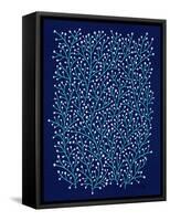 Berry Branches in Navy and Turquoise-Cat Coquillette-Framed Stretched Canvas
