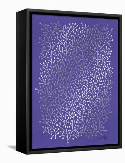Berry Branches in Periwinkle-Cat Coquillette-Framed Stretched Canvas
