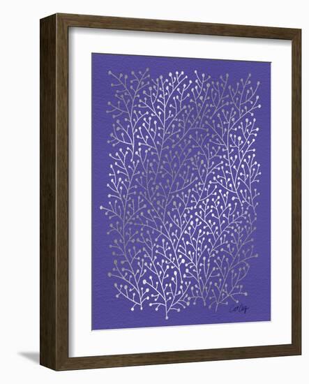 Berry Branches in Periwinkle-Cat Coquillette-Framed Art Print