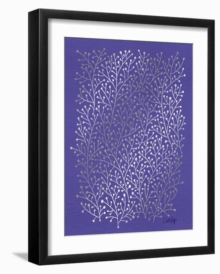 Berry Branches in Periwinkle-Cat Coquillette-Framed Art Print