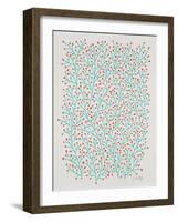 Berry Branches in Red and Turquoise-Cat Coquillette-Framed Art Print