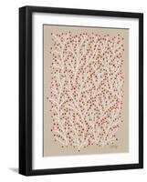 Berry Branches in Tan and Red-Cat Coquillette-Framed Art Print