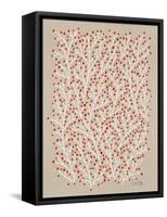 Berry Branches in Tan and Red-Cat Coquillette-Framed Stretched Canvas