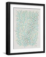 Berry Branches in Turquoise and Gold-Cat Coquillette-Framed Art Print