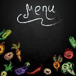Chalkboard with Vegetables for Restaurant Menu-BerSonnE-Laminated Art Print