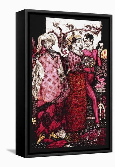 Bert the Bigfoot, Sung by Villon'. 'Queens', Nine Glass Panels Acided, Stained and Painted,…-Harry Clarke-Framed Stretched Canvas
