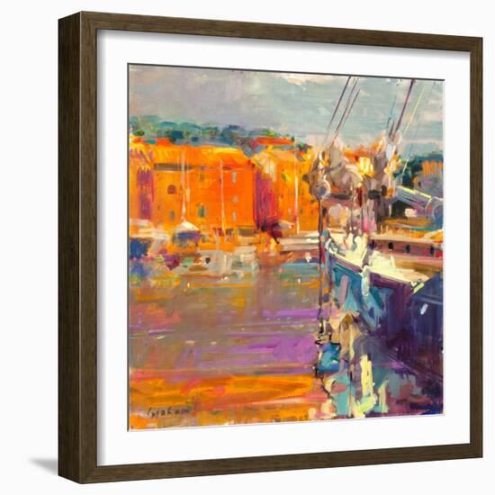 Berth at Saint-Tropez, 2021 (Oil on Canvas)-Peter Graham-Framed Giclee Print