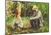 Berthe Morisot Eugene Manet and His Daughter in the Garden Impressionist Art Poster-null-Mounted Poster