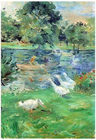 Berthe Morisot Girls in a Boat with Geese Old Master Framed art print b12x2391 