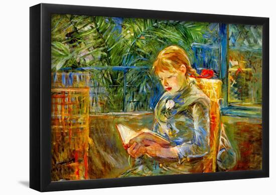 Berthe Morisot Little Girl Reading Art Print Poster-null-Framed Poster