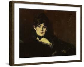 Berthe Morisot Reclining-Edouard Manet-Framed Giclee Print