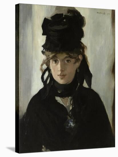 Berthe Morisot with a Bouquet of Violets, C. 1880-Edouard Manet-Stretched Canvas