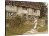 Beside the Old Church Gate Farm, Smarden, Kent (Watercolour with Scratching Out)-Helen Allingham-Stretched Canvas