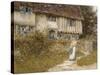 Beside the Old Church Gate Farm, Smarden, Kent (Watercolour with Scratching Out)-Helen Allingham-Stretched Canvas