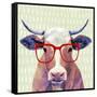 Bespectacled Bovine I-Victoria Borges-Framed Stretched Canvas