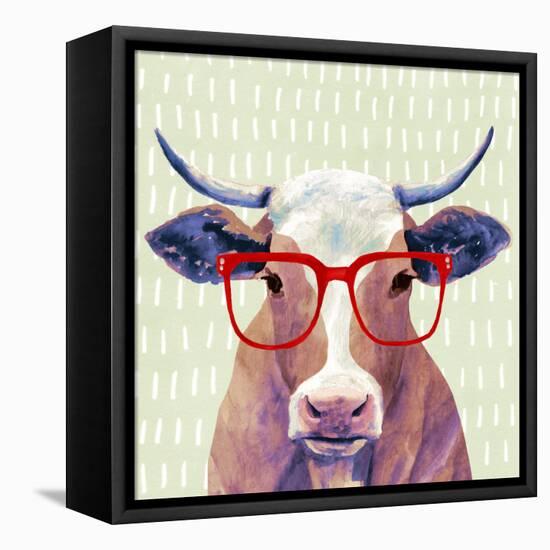 Bespectacled Bovine I-Victoria Borges-Framed Stretched Canvas