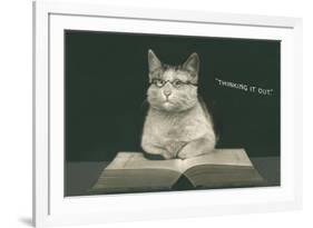 Bespectacled Cat, Thinking it Out-null-Framed Art Print