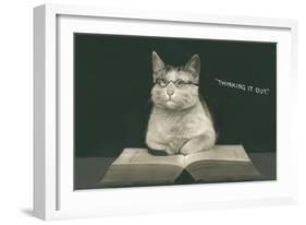 Bespectacled Cat, Thinking it Out-null-Framed Art Print