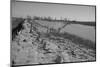 Bessie Levee on the Mississippi River augmented with sand bags during the flood by Tiptonville, TN-Walker Evans-Mounted Photographic Print