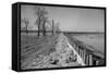 Bessie Levee on the Mississippi River augmented with sand bags during the flood by Tiptonville, TN-Walker Evans-Framed Stretched Canvas