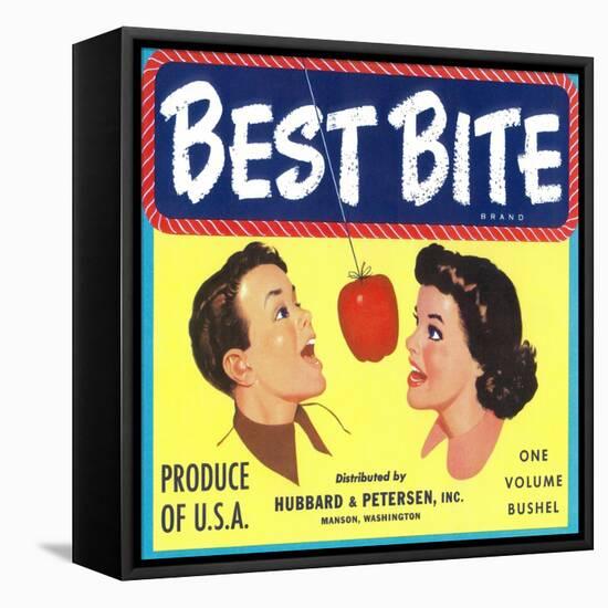 Best Bite Apple Label - Manson, WA-Lantern Press-Framed Stretched Canvas