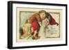 Best Christmas Wishes Postcard with Santa Claus and Children-null-Framed Giclee Print