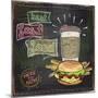 Best Fast Food Chalkboard Design with Hamburger, French Fries and Coffee-Selenka-Mounted Art Print