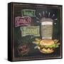 Best Fast Food Chalkboard Design with Hamburger, French Fries and Coffee-Selenka-Framed Stretched Canvas