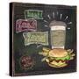 Best Fast Food Chalkboard Design with Hamburger, French Fries and Coffee-Selenka-Stretched Canvas