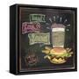 Best Fast Food Chalkboard Design with Hamburger, French Fries and Coffee-Selenka-Framed Stretched Canvas