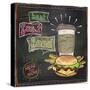 Best Fast Food Chalkboard Design with Hamburger, French Fries and Coffee-Selenka-Stretched Canvas