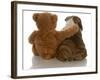 Best Friends - English Bulldog Puppy Sitting Beside Bear-Willee Cole-Framed Photographic Print