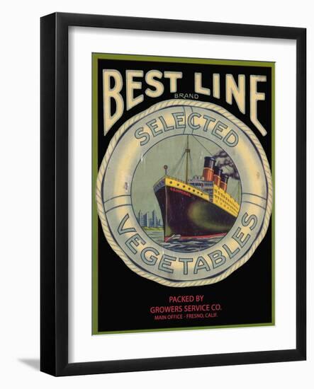 Best Line Vegetable Label - Fresno, CA-Lantern Press-Framed Art Print