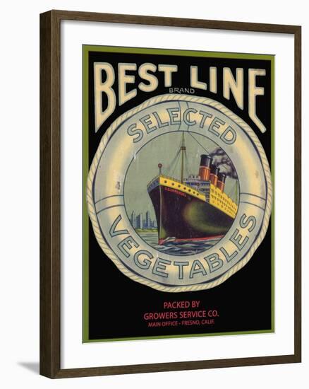 Best Line Vegetable Label - Fresno, CA-Lantern Press-Framed Art Print