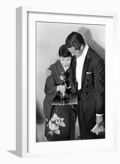 Best Supporting Actress Miyoshi Umeki with Actor John Wayne at the 30th Academy Awards, 1958-Ralph Crane-Framed Photographic Print