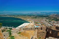 Historic town panoramic view, with traditional low-rise red tile roof buildings, Nafplion-bestravelvideo-Photographic Print